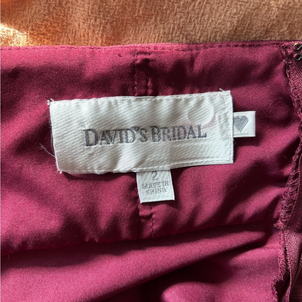 David's Bridal Burgundy Halter Dress - Picture 3 of 4